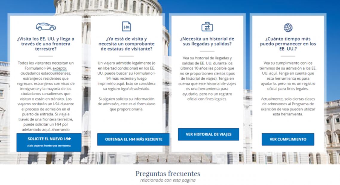 La página donde puedes revisar tus entradas y salidas de Estados Unidos