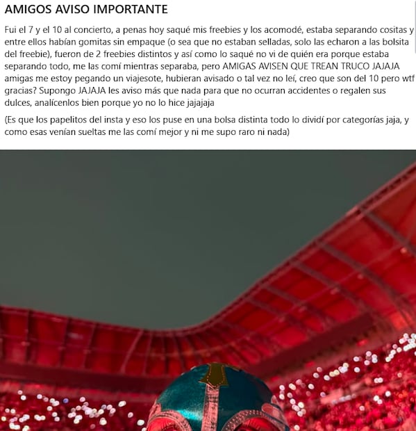 Fan alerta por gomitas con supuesta droga en concierto de Harry Styles. Foto: FB