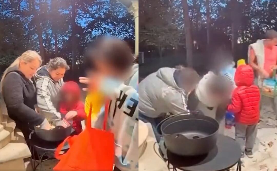 Las mujeres no dejaron ni un dulce en el recipiente que habían dejado para los niños en Halloween. Foto tomada de video