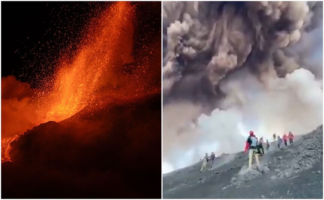 Furia del volcán Etna pierde fuerza, pero sigue expulsando ceniza. VIDEO . Giuseppe Distefano / Etna Walk / AFP / TWITTER
