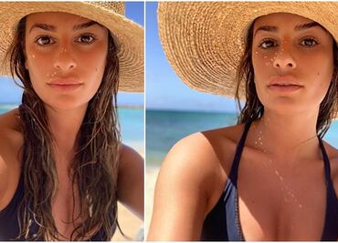 Lea Michele presume silueta con bikini rosa en Hawái