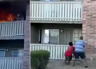 Arroja a su hijo de un edificio para salvarlo de incendio en Phoenix