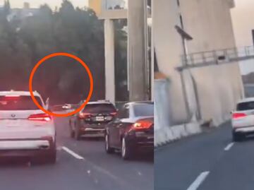 Violento copiloto de un BMW se abre paso con disparos al aire en la México-Toluca. VIDEO