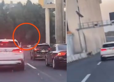 Violento copiloto de un BMW se abre paso con disparos al aire en la México-Toluca. VIDEO