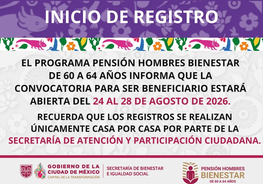 Pensión Hombres Bienestar CDMX: ¿cuándo y cómo registrarse? Así será el trámite casa por casa. Foto: SEBIEN