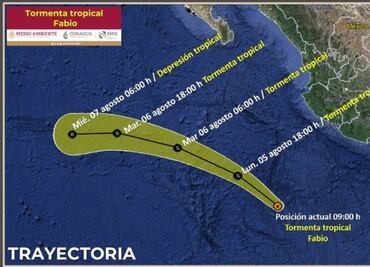 Tormenta tropical Fabio se forma en el Pacífico; alertan de fuertes lluvias en estos estados. MAPA