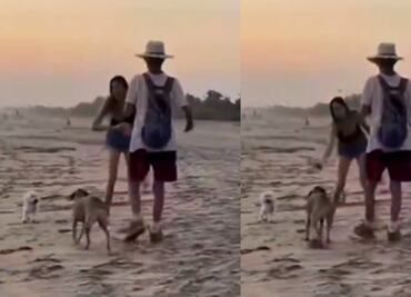Turista extranjera agrede con botella a perrito mestizo en playa de Oaxaca y desata indignación. VIDEO