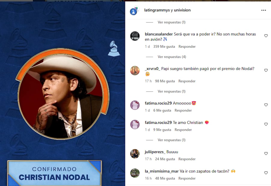 Foto: IG /Latin Grammy