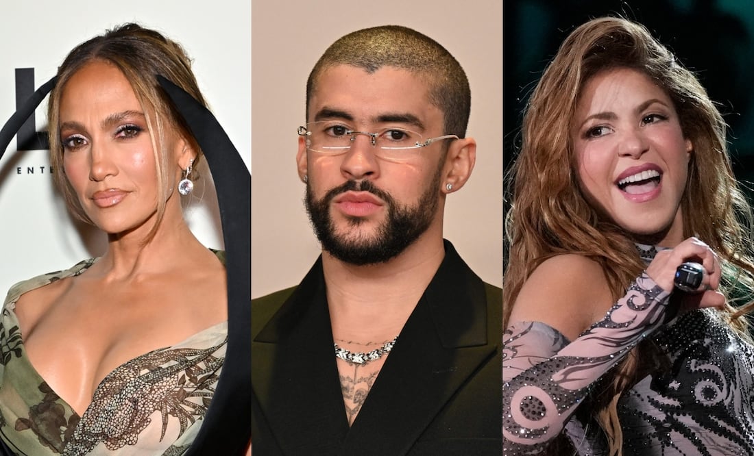 Jennifer Lopez defiende a Bad Bunny y lanza polémica comparación con Shakira: “No todos me conocían a mí ni a Shakira”. Foto: (Photo by Evan Agostini/Invision/AP) (Photo by Robyn BECK / AFP) (Photo by Charles Sykes/Invision/AP)
