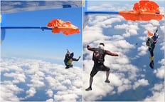 Insólito: paracaidista queda enganchado en el ala de un avión y todo queda grabado. VIRAL