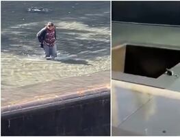 Video. Hombre se arroja a fuentes del Memorial del 11 de septiembre en NY de más de 9 metros