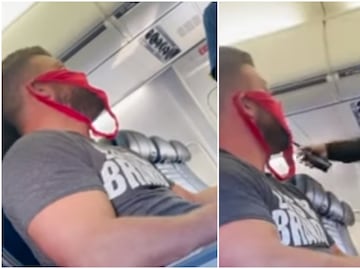 Expulsan de vuelo a hombre por usar una tanga como cubrebocas