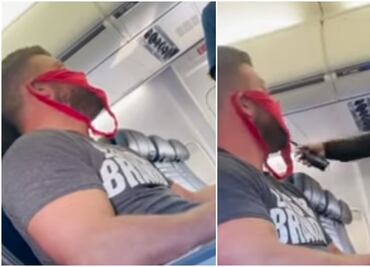 Expulsan de vuelo a hombre por usar una tanga como cubrebocas