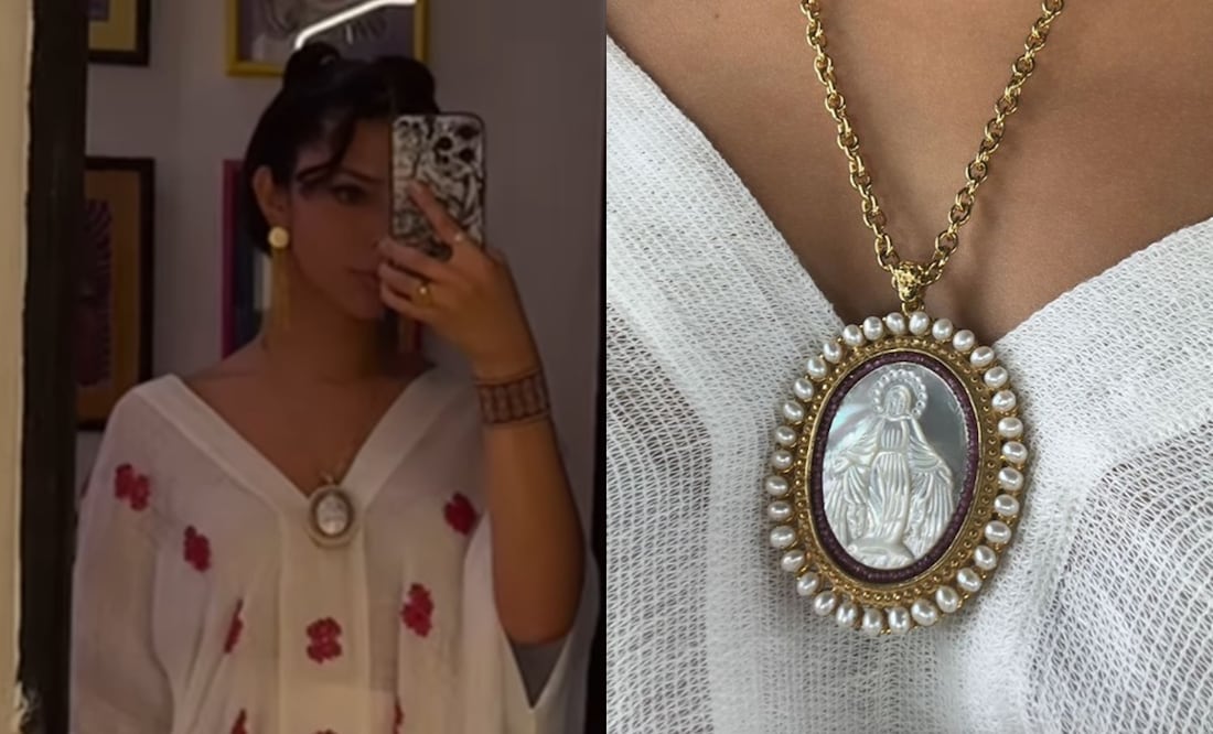¿Virgen de la dulce espera? Afirman que Ángela Aguilar adelantó que sí está embarazada con esta medalla católica. Foto: Instagram