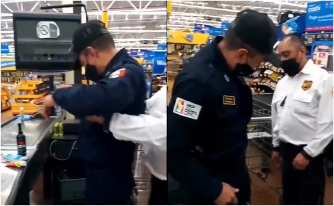 Captan a presunto policía robando en supermercado; video se vuelve viral. Foto: Captura de pantalla / X