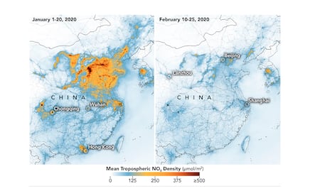 Coronavirus. NASA revela caída de contaminación en China por Covid-19