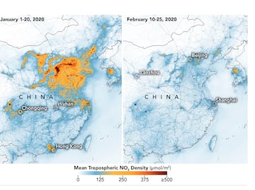 Coronavirus. NASA revela caída de contaminación en China por Covid-19