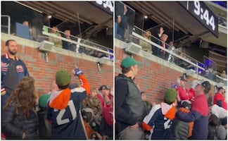 Video. Donald Trump golpea a niño en la cabeza con pelota de béisbol 