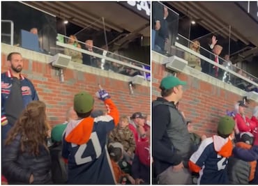 Video. Donald Trump golpea a niño en la cabeza con pelota de béisbol