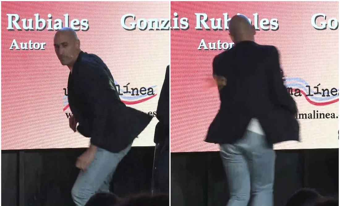 Le lanzan huevos a Luis Rubiales en plena presentación de su libro tras su condena por el "beso forzado" a Jenni Hermoso. EFE/Alberto Lozano