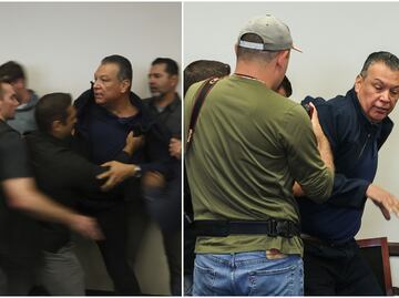 Sacan a empujones al senador Alex Padilla de conferencia de Kristi Noem sobre redadas contra migrantes