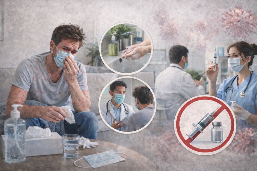 Aumento de casos por sarampión CDMX. ¿Qué hacer en caso de contagio? ¿Me puedo vacunar? Esto dice el IMSS. Foto: IA