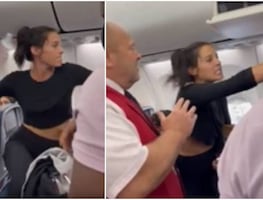 Mujer arroja botella e insulta a tripulación de vuelo por impedirle cargar a su perro