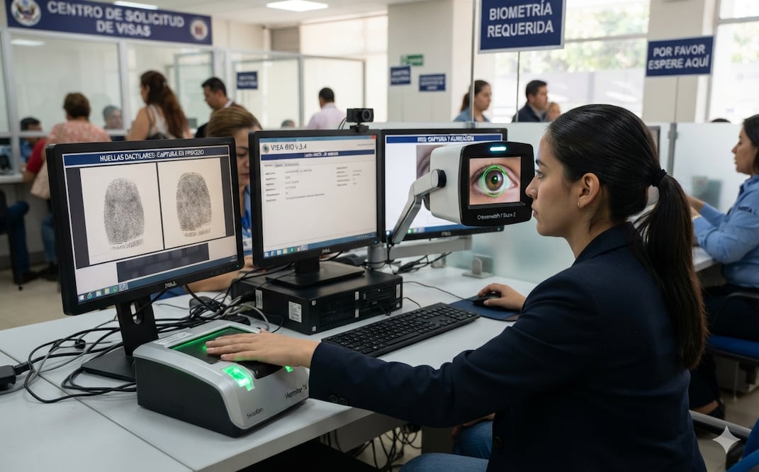 Visa americana, datos biométricos. Foto: IA Gemini