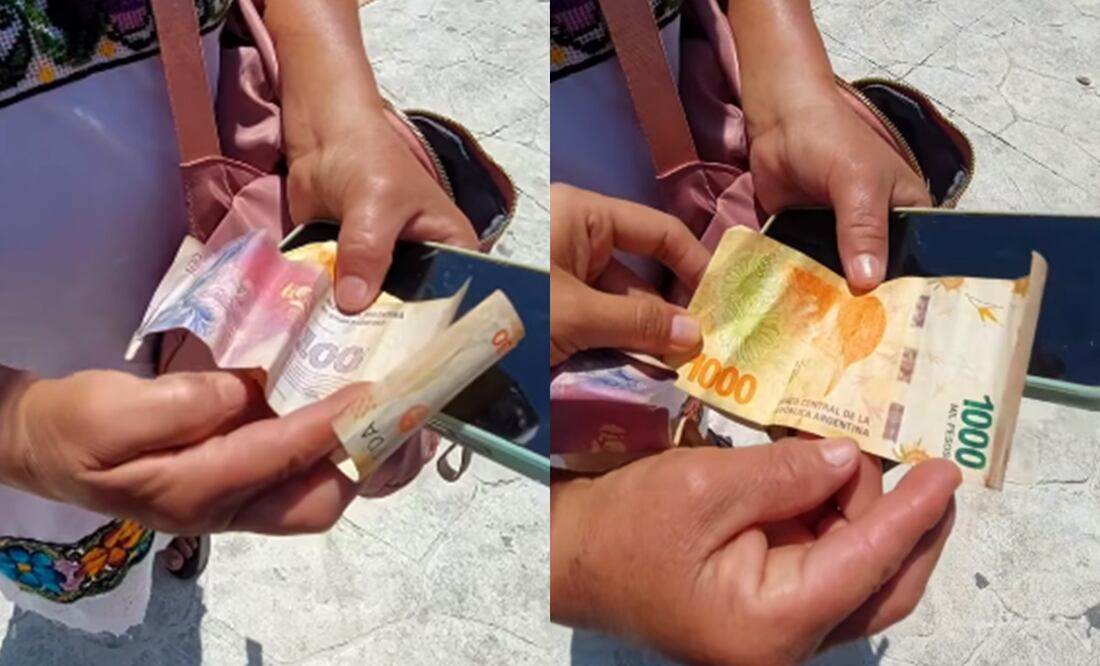 Turista estafa a artesana mexicana; le pagan con pesos argentinos. Foto: Captura Facebook