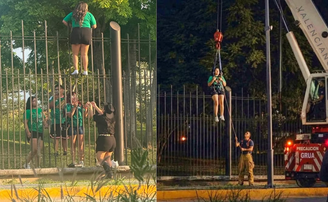 ¿Mujer quedó atorada en una reja del Fan Fest de Monterrey? Esto se sabe de las imágenes virales. Foto: @JudithMedrano en X
