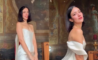 ¿Indirecta para Ángela Aguilar? Exviolinista de Nodal posa con minivestido estilo nupcial y presume belleza natural