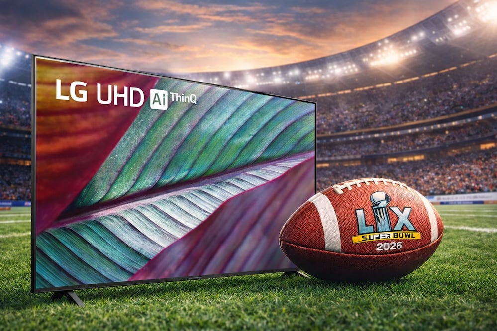 Gran oferta en LG: Smart TV 4K UHD ThinQ AI de 43 pulgadas baja de precio para que no te pierdas el Super Bowl 2026. Foto IA