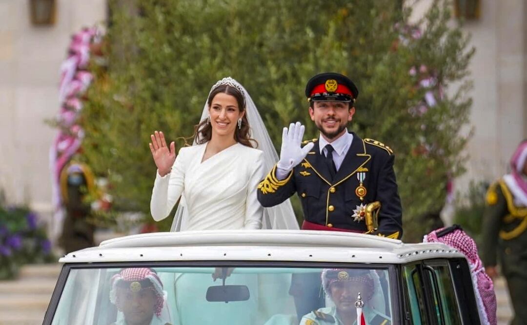 Boda real del príncipe heredero jordano Husein bin Abdalá II con la arquitecta saudí Rajwa Al Saif. Foto: EFE / Oficina del príncipe heredero de Jordania