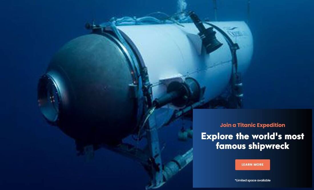 El anuncio del tour en el sumergible hacia el Titanic sigue disponible en su sitio web. Foto: AP