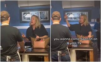 Por ver tele en español, mujer lanza insultos racistas contra dueño de pizzería en EU