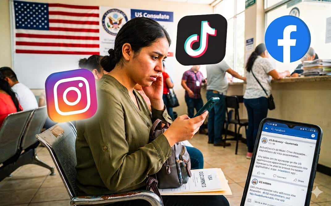 Redes sociales y visa. Foto: IA Gemini