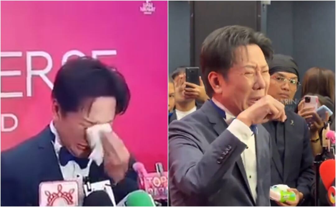 Continúa drama en Miss Universo: Nawat Itsaragrisil llora mientras intenta disculparse por insultar a Fátima Bosch. Foto: Captura de pantalla / X