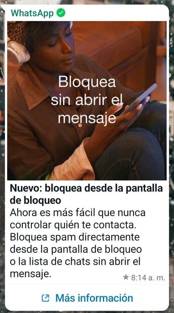 ¿Cómo bloquear y reportar mensajes spam de WhatsApp de forma rápida con la nueva actualización? Foto: Screenshot WhatsApp