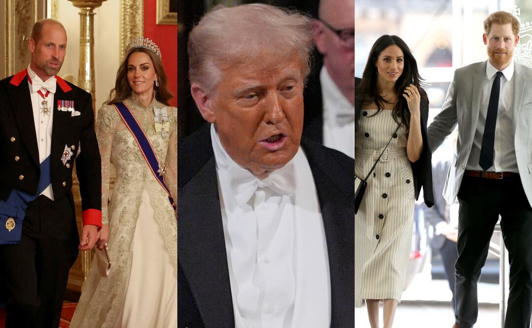 La indirecta que le hizo Donald Trump al príncipe Harry y Meghan Markle en cena con la familia real. Foto: AFP/AP