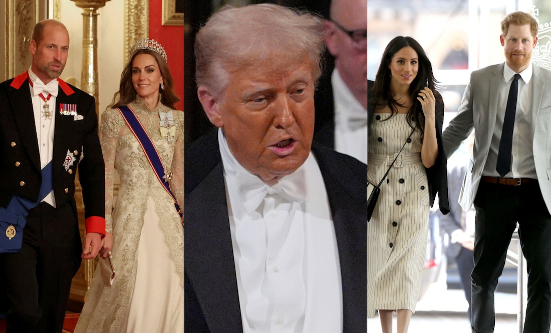La indirecta que le hizo Donald Trump al príncipe Harry y Meghan Markle en cena con la familia real. Foto: AFP/AP