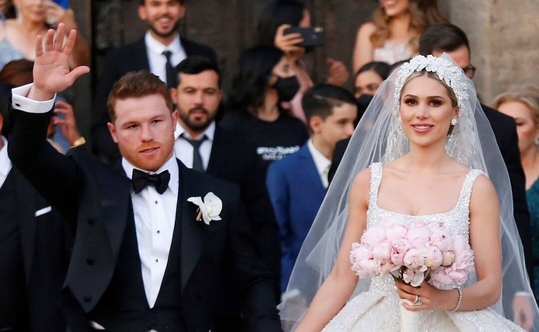 Saúl "Canelo" Álvarez y Fernanda Gómez se casaron en 2021. Foto: EFE