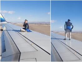 Video. Hombre sube a ala de avión en aeropuerto de Las Vegas