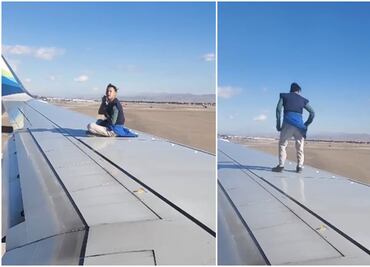 Video. Hombre sube a ala de avión en aeropuerto de Las Vegas
