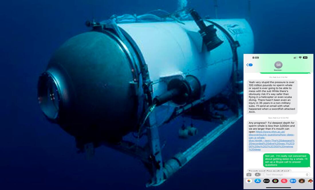 El empresario Jay Bloom dudó de la seguridad del submarino que hacía tours hacia el Titanic y el CEO de la compañía intentó convencerlo por mensajes. Foto: OceanGate Expeditions vÍa AP.