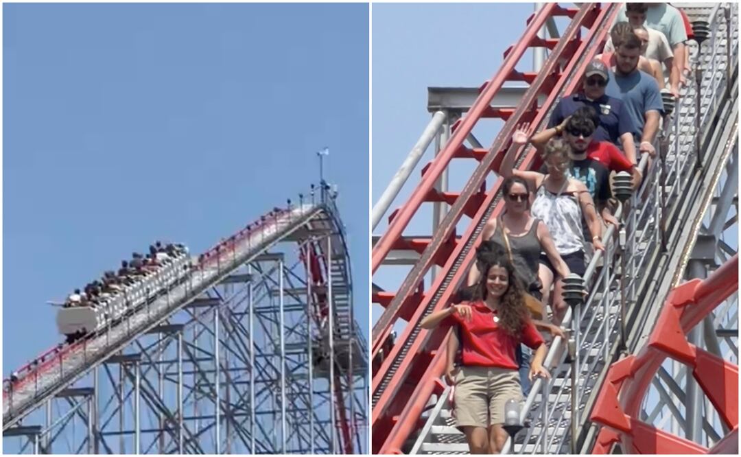 Los turistas vivieron momentos de terror al quedar atorados a más de 60 metros de altura