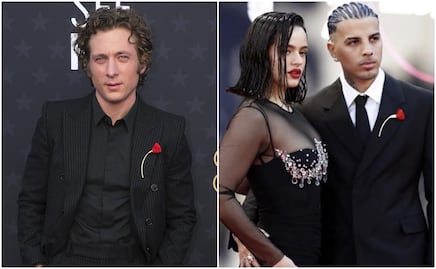 Jeremy Allen White le copia a Rauw Alejandro y usa lujoso broche rojo alusivo a Rosalía en los Critic’s Choice Awards