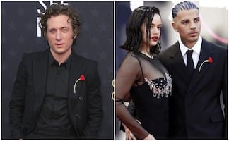 Jeremy Allen White le copia a Rauw Alejandro y usa lujoso broche rojo alusivo a Rosalía en los Critic’s Choice Awards