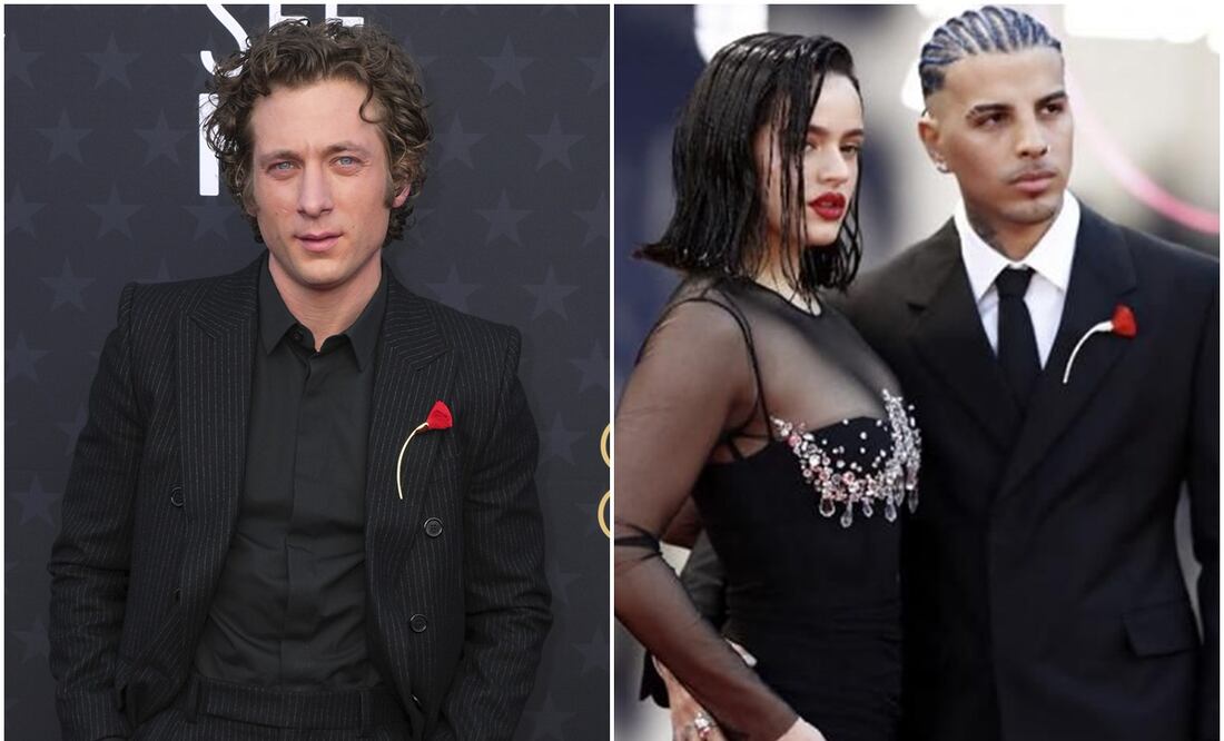 Jeremy Allen White le copia a Raw Alejandro y usa lujoso broche rojo alusivo a Rosalía en los Critic’s Choice. Foto: AP