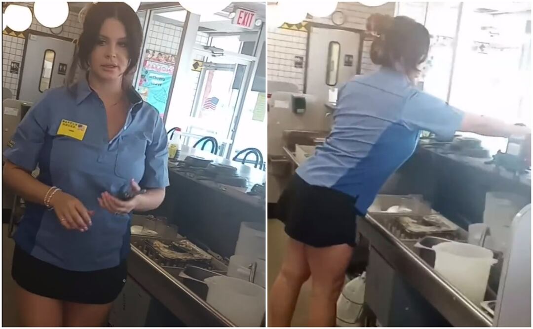Lana del Rey sirvió café a los clientes del restaurante. Foto tomada de video