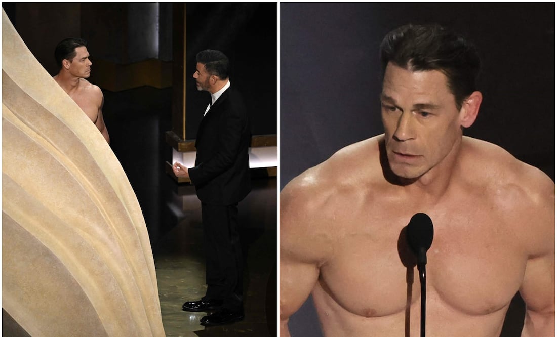 John Cena se lleva la noche de los Óscar 2024 por quitarse la ropa para presentar premio. Foto: AFP